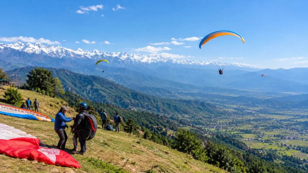 Bir Billing mountain paragliding launch site overlooking the Kangra Valley